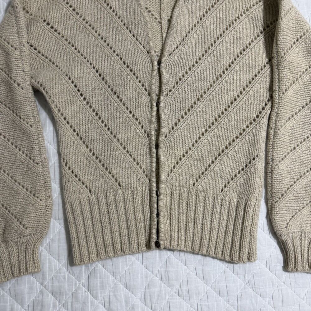 Peter G's General Store S Cream Wool Knit Cardigan Sweater Coat Cottagecore